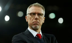 Peter Stöger, alors entraîneur de Cologne, avant le coup d'envoi du match face à Arsenal en Europa League, le 23 novembre 2017 à Cologne