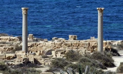 Un amphithéâtre dans la cité antique de Sabratha, le 1er septembre 2018 dans l'ouest libyen