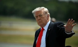 Le président américain Donald Trump à son arrivée à l'aéroport d'Ocala, en Floride, le 1er mai 2026