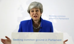 La PremiĂšre ministre britannique Theresa May s'exprime devant la presse Ă Londres, le 21 mai 2019