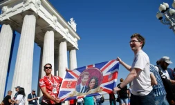 Des supporters anglais avant le match contre la Tunisie, le 18 juin 2018 à Volgograd