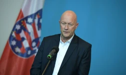 Thoma Kemmerich, lader du parti libéral FDP, élu président de la région Thuringe, lors d'une conférence de presse, le 5 février 2020 à Erfurt