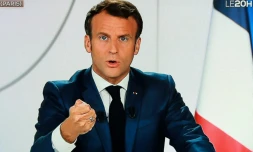 Emmanuel Macron à l'Elysée lors d'une interview télévisée diffusée sur TF1 le 21 juillet 2020