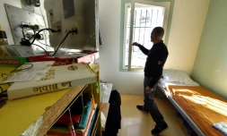 Une des cellules de 9m2 de la Maison d'arrêt de Mont-de-Marsan, le 26 janvier 2017