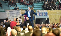 Abdelaziz Belaid, candidat à la présidentielle algérienne, prend la parole lors d'un rassemblement électoral à Alger le 7 décembre 2019