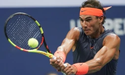 L'Espagnol Rafael Nadal face à l'Autrichien Dominique Thiem en quarts de finale de l'US Open, le 4 septembre 2018 à New York