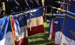 Cérémonie en souvenir des victimes de la guerre d'Algérie, 60 ans aprÚs la signature des accords d'Evian, le 19 mars 2022 au cimetiÚre du pÚre Lachaise, à Paris