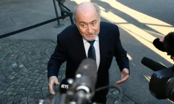 L'ancien président de la Fifa Sepp Blatter à son arrivée au TAS à Lausanne, le 25 août 2016