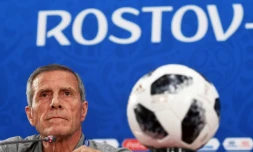 Le sélectionneur de l'Uruguay Oscar Tabarez, en conférence de presse le 19 juin 2018 à Rostov