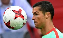 L'attaquant portugais Cristiano Ronaldo à l'entraînement le 20 juin 2017 à Moscou