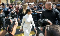 Kim Kardashian en visite en Arménie à Erevan, le 12 avril 2015