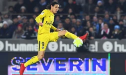 L'attaquant du PSG Edinson Cavani face à Strasbourg, le 2 décembre 2017 à La Meinau