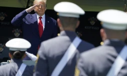 Donald Trump lors d'une cérémonie à l'académie militaire de West Point, près de New York, le 13 juin 2020