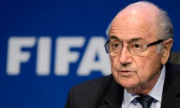 Sepp Blatter, alors président de la Fifa, en conférence de presse, le 30 mai 2015 à Zurich