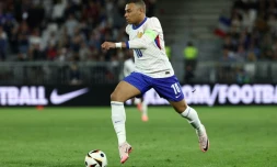 L'attaquant de l'équipe de France Kylian Mbappé contre le Canada en amical, le 9 juin 2024 à Bordeaux