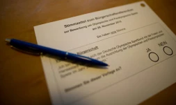 Un bulletin de vote pour le référendum sur la candidature d'Hambourg à l'organisationdes JO d'été 2024, le 29 novembre 2015