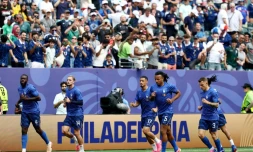 Les Bleus à l'échauffement au stade de Philadelphie le 22 juin 2026 avant leur match contre l'Irak pour le compte de la 2e journée de la phase de poules du Mondial-2026
