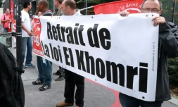Des opposants Ă la loi travail manifestent Ă Saint-Denis, le 6 septembre 2016