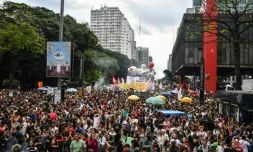 Des milliers de Brésiliens manifestent pour défendre l'université contre les coupes budgétaires, le 15 mai 2019 à Sao Paulo