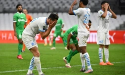 Les joueurs marseillais abattus lors de leur défaite à domicile devant Saint-Etienne, le 17 septembre 2020 au stade Vélodrome