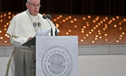 Le pape François lors d'un discours au Mémorial du Fondateur à Abou Dhabi, le 4 février 2019