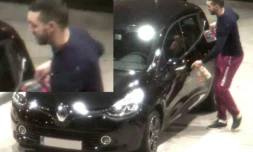 Montage de deux captures d'écran d'une vidéo de surveillance montrant Mohamed Abrinile 13 novembre 2015 dans une station service à Ressons au nord de Paris