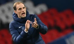 L'entraĂźneur allemand du Paris Saint-Germain, Thomas Tuchel, lors du match de L1 contre Rennes, le 7 novembre 2020 au Parc des Princes