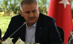 Le Premier ministre turc Binali Yildirim lors d'une conférence de presse à Istanbul, le 20 août 2016. Photo distribuée par son service de presse