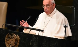 Le pape François s'exprime durant la 70e Assemblée générale des Nations Unies, le 25 septembre 2015 à New York