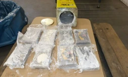 Photo diffusée par les services des douanes de Hambourg, le 24 février 2021, d'une saisie record de plusieurs tonnes de cocaïne découvertes dans des conteneurs au port de Hambourg, en Allemagne
