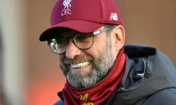 Le technicien allemand de Liverpool, Jürgen Klopp, lors d'une séance d'entraînement, le 9 décembre 2019 à Liverpool