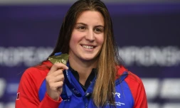 La nageuse française Charlotte Bonnée, sacrée championne d'Europe du 200 m à Glasgow, le 6 août 2018