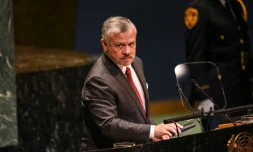 Le roi Abdallah de Jordanie à la tribune de l'Assemblée générale des Nations unies, le 24 septembre 2019