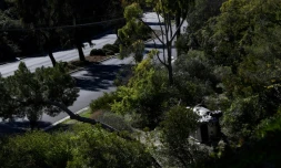 La voiture accidentée de Tiger Woods, à Rancho Palos Verdes, en Californie, le 23 février 2021