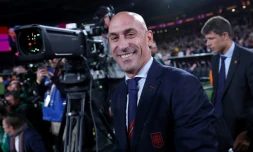 Le président de la Fédération espagnole de football, Luis Rubiales, suspendu par la Fifa samedi, lors de la finale de la Coupe du monde féminine de football le 20 août