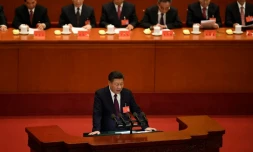 Le président chinois Xi Jinping lors de son discours pour l'ouverture du XIXe congrès du Parti communiste chinois, le 18 octobre 2017 à Pekin