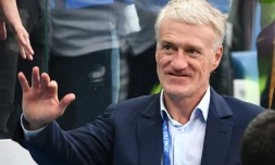 Didier Deschamps jubile après la qualification de la France en demi finales du Mondial le 6 juillet 2018