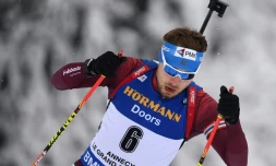 Le biathlÚte russe Anton Shipulin lors de la poursuite au Grand-Bornard, le 16 décembre 2017