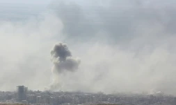 La ville de Douma (Syrie), le 7 avril 2018, lors d'une attaque menée par les troupes du régime de Bachar al-Assad