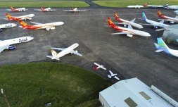 L'aéroport de Chùteauroux-Déols, le 22 mai 2020, devenu un grand parking pour les avions de ligne cloués au sol et une zone de fret pour les livraisons de masques
