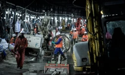 Travaux de modernisation des voies Ă la station RER de Saint-Michel Ă Paris, le 29 juillet 2016