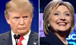 Le candidat à l'investiture républicaine Donald Trump, le 14 janvier 2016, et la candidate à l'investure démocrate Hillary Clinton, le 4 février 2016