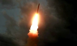 Images de la télévision nord-coréenne montrant le lancement d'un missile le 31 juillet 2019