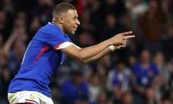 L'attaquant de l'équipe de France Kylian Mbappé buteur contre le Luxembourg, le 5 juin 2024 à Metz