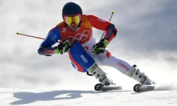 Le Français Mathieu Faivre lors du slalom géant des Jeux de Pyeongchang, le 18 février 2018