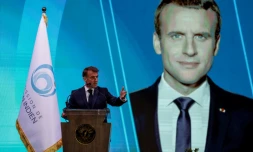 Le président français Emmanuel Macron s'exprime lors du sommet de la Commission de l'océan Indien (COI), à Antananarivo, le 24 avril 2025