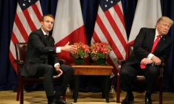 Les présidents français Emmanuel Macron (g) et américain Donald Trump, le 18 septembre 2017 à New York