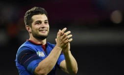 Le Français Brice Dulin après le succès contre la Roumanie au Mondial, le 23 septembre 2015 au Stade Olympique de Rome