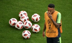 L'attaquant brésilien Neymar, à l'entraînement, au stade Samara Arena, à Samara, le 1er juillet 2018