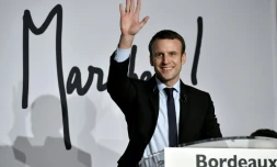 Emmanuel Macron ,lors d'un meeting à Talence, près de Bordeaux, le 13 décembre 2016